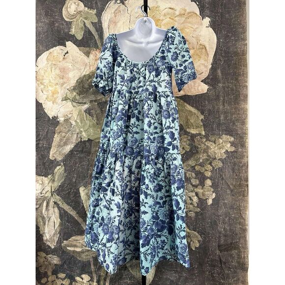 New By Anthropologie Tiered Poplin Midi Dress Size Small - Picture 10 of 10